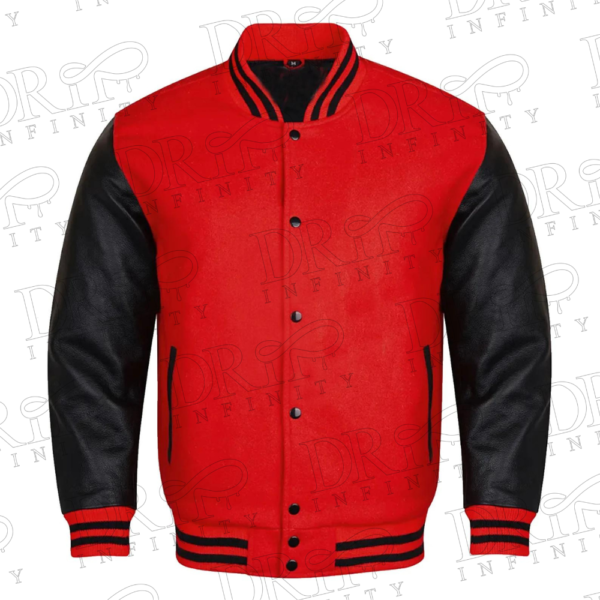 DRIP INFINITY: Red & Black Varsity Letterman Jacket