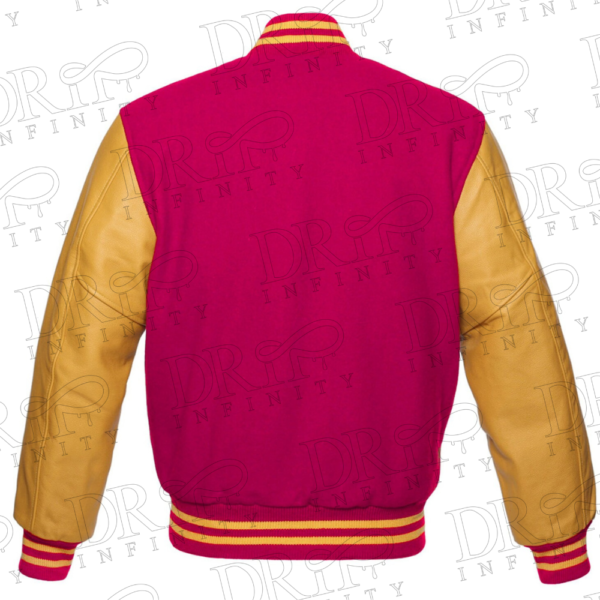 DRIP INFINITY: Hot Pink & Gold Varsity Letterman Jacket (Back)