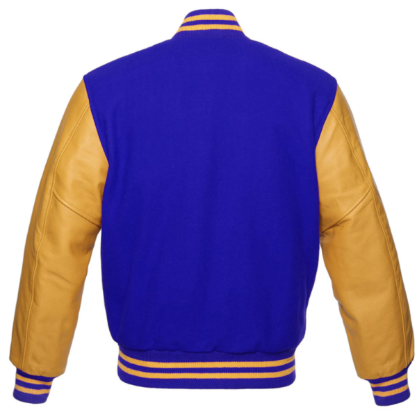 DRIP INFINITY: Royal Blue & Gold Varsity Letterman Jacket (Back)