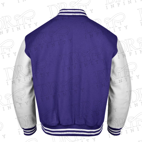 DRIP INFINITY: Purple & White Varsity Letterman Jacket (Back)