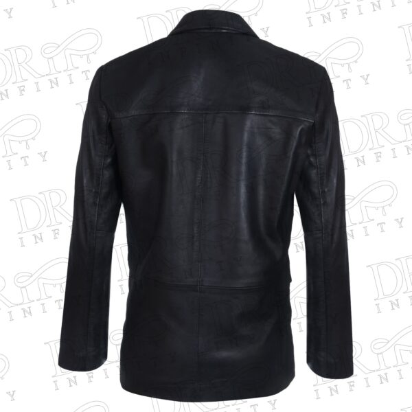 Drip Infinity: Men's Black Genuine Italian Vintage Black Leather Blazer ( Back )