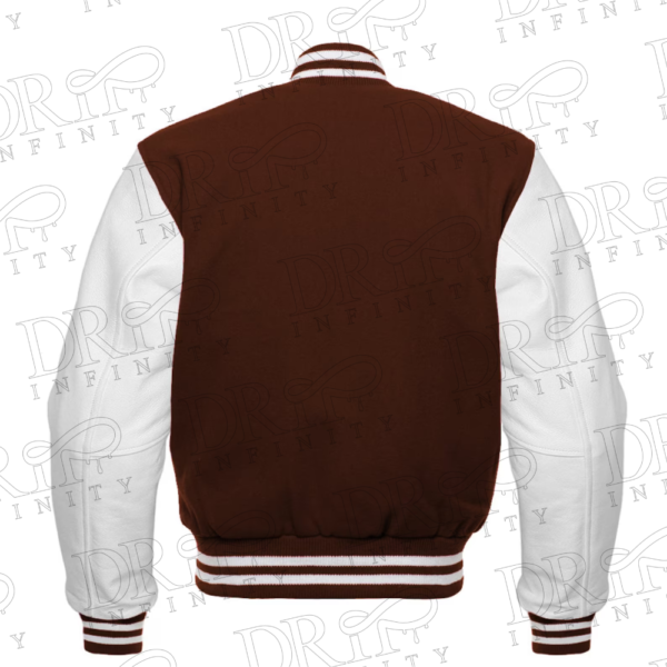 DRIP INFINITY: Brown & White Varsity Letterman Jacket (Back)