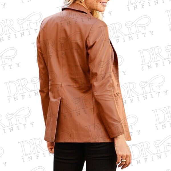 DRIP INFINITY: Women's Leather Brown Real Lambskin Blazer ( Back )