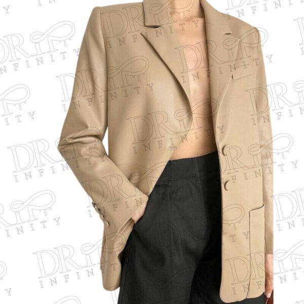 DRIP INFINITY: New Women's Beige Real Authentic Leather Long Blazer
