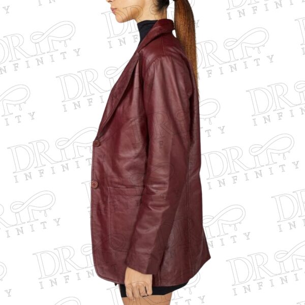 DRIP INFINITY: Women's Stylish Vintage Burgundy Leather Blazer