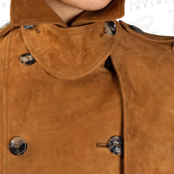 DRIP INFINITY: Women's Brown Long Windbreaker Leather Trench Coat 