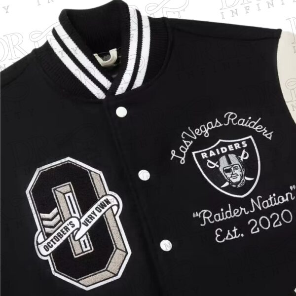 DRIP INFINITY: OVO x NFL Las Vegas Raiders Varsity Jacket