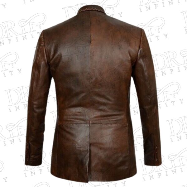 Drip Infinity: Men's Dark Brown Sheepskin Leather Blazer ( Back )