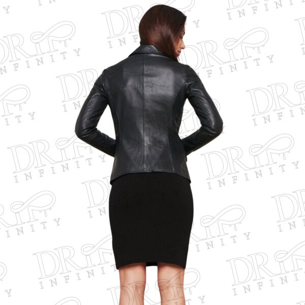 Drip Infinity: Women Black Genuine Sheepskin Leather Blazer ( Back )