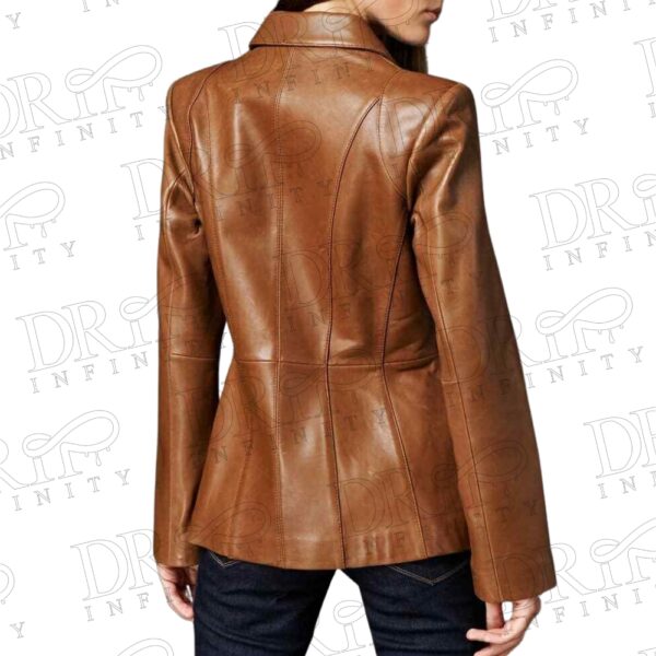 DRIP INFINITY: Women's Brown Slim fit Leather Blazer ( Back )