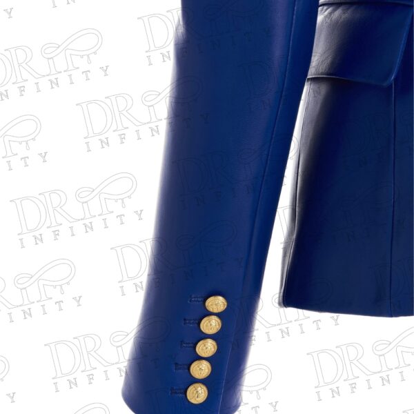 DRIP INFINITY: Women Blue Lambskin Leather Blazer
