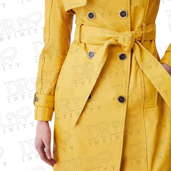 DRIP INFINITY: Women's Yellow Lambskin Leather Trench Coat