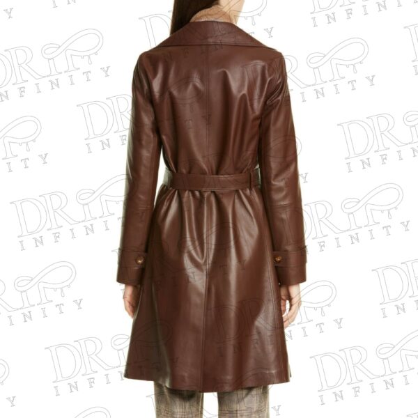 DRIP INFINITY: Women's Lambskin Leather Brown Long Coat(Back)