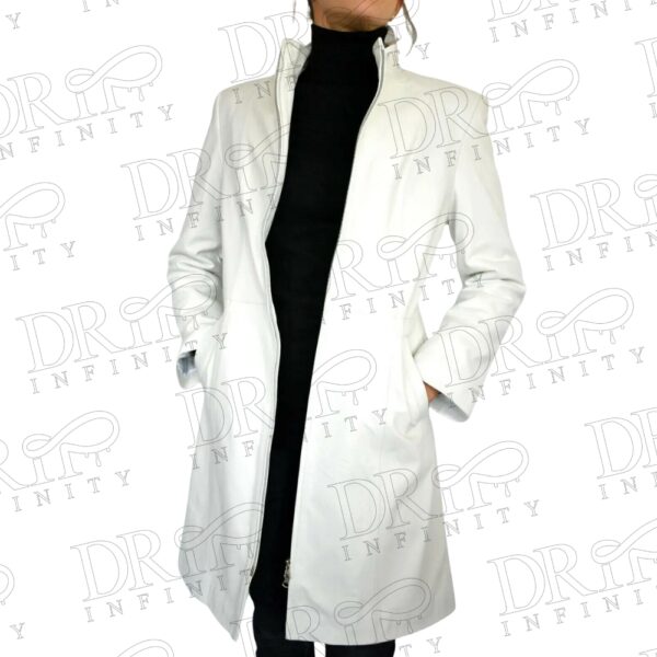 DRIP INFINITY: Women's White Leather Over Coat 