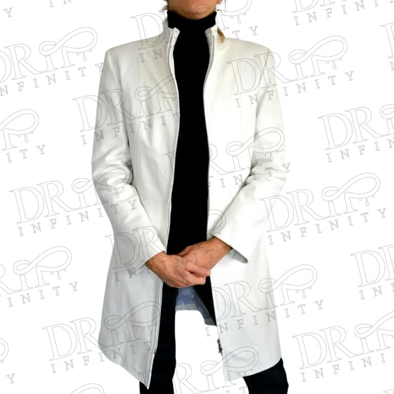 DRIP INFINITY: Women's White Leather Over Coat 