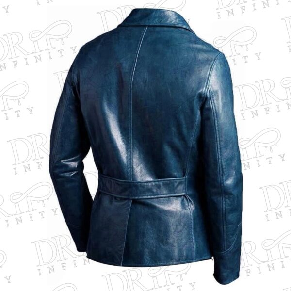 DRIP INFINITY: Men's Blue Genuine Lambskin Real Leather Four Pocket Blazer ( Back )