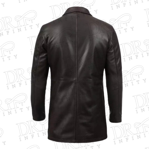 DRIP INFINITY: Men's Vintage Dark Brown Leather Coat (Back)