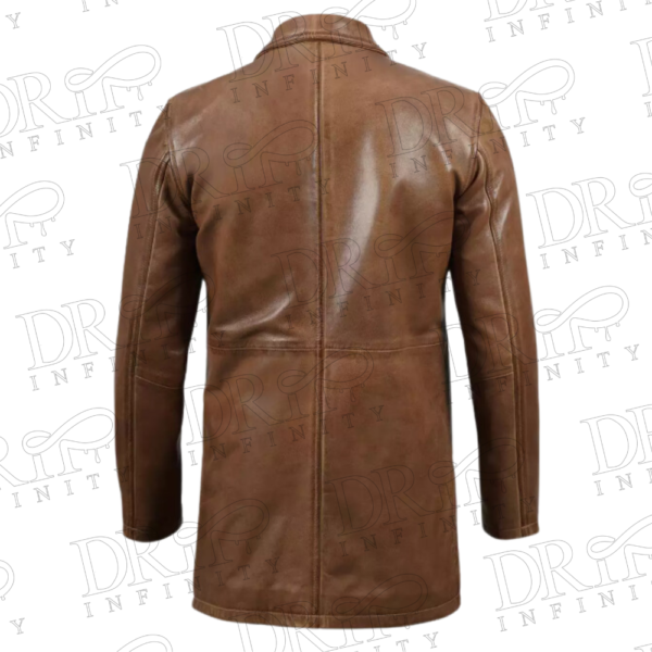 DRIP INFINITY: Men's Camel Brown Length Leather Coat (Back)