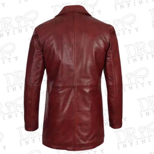 DRIP INFINITY: Men's Real Leather Length Maroon Coat (Back)