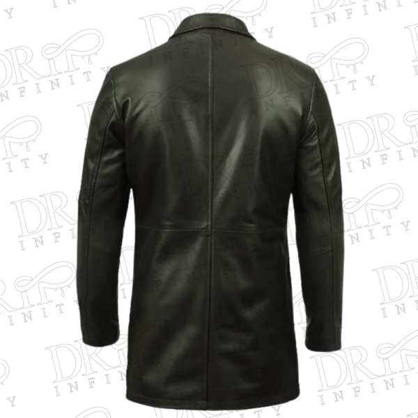 DRIP INFINITY: Men's Tall Vintage Black 3/4 Length Leather Coat (Back)