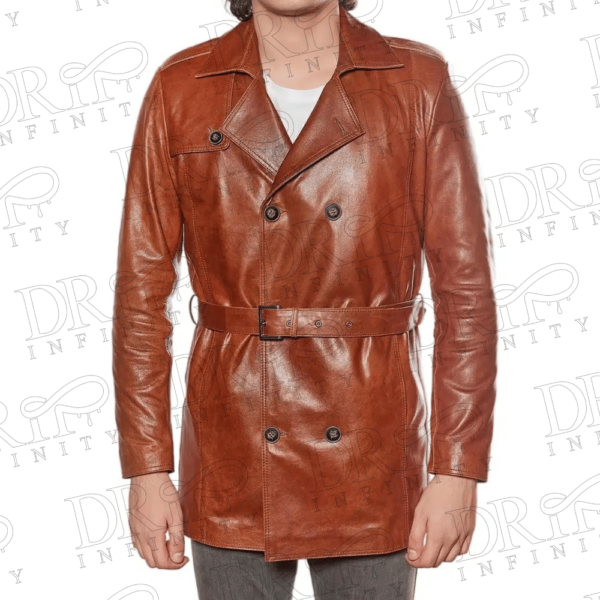DRIP INFINITY: Men’s Tobacco Leather Trench Coat