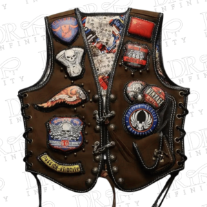DRIP INFINITY: Dark Brown Horsehide Biker Vest