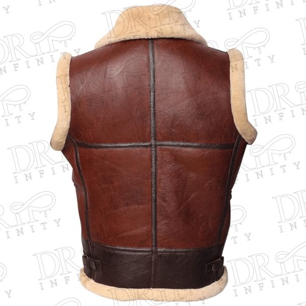 DRIP INFINITY: Men's Brown Shearling Sheepskin Leather Vest (Back)