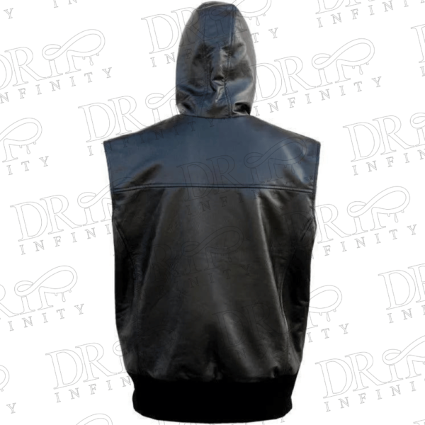DRIP INFINITY: Men's Hooded Leather Vest (Back)