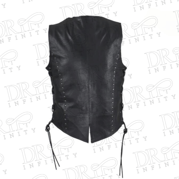 DRIP INFINITY: Women's Leather Motorcycle Studded Vest (Back)