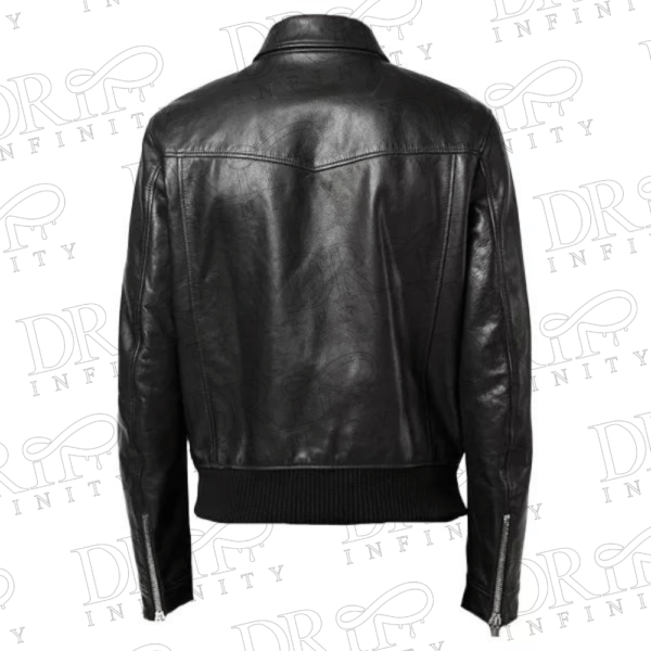 DRIP INFINITY: Classic Men's Black Biker Leather Jacket (back)