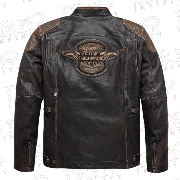 DRIP INFINITY: Men's H-D Triple Vent System Trostel Leather Jacket (Back)