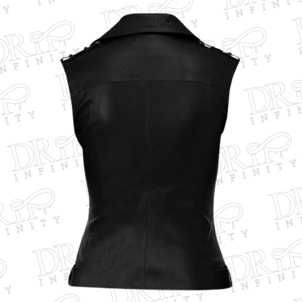 DRIP INFINITY: Women's Classic Black Leather Vest (Back)