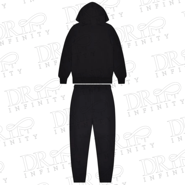 Drip Infinity: Men's Black & Blue Decoded Solid Chenille Hooded Tracksuit (Back)