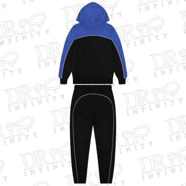 Drip Infinity: Men's Black & Blue Irongate Chenille Arch Hooded Tracksuit (Back)