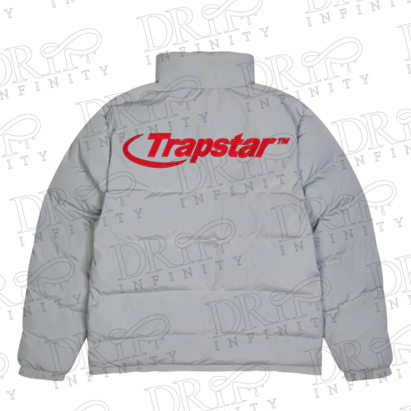 DRIP INFINITY: Trapstar Hyperdrive Puffer Jacket (Light Grey/Red) (Back)