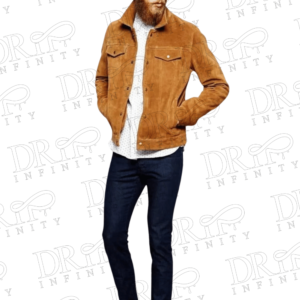 DRIP INFINITY: Men's Brown Suede Leather Jacket