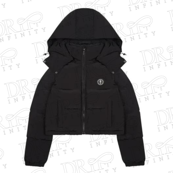 DRIP INFINITY: Women's Black Trapstar Irongate Detachable Hooded Puffer Jacket