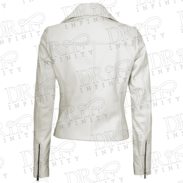 DRIP INFINITY: Women's Moto Off White Leather Jacket (Back)