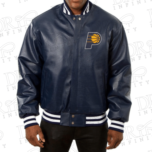 DRIP INFINITY: Indiana Pacers Varsity Navy Blue Leather Jacket