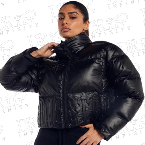 DRIP INFINITY: Women’s Matt Black Trapstar Irongate Embossed Puffer Jacket