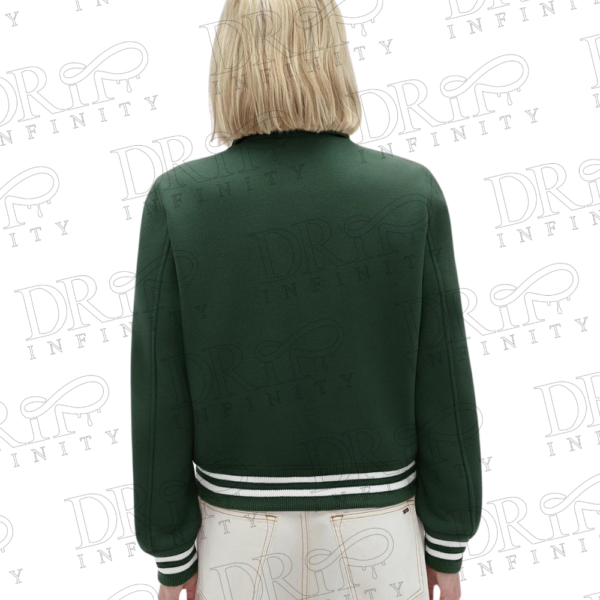 DRIP INFINITY: Women's Green Bones Wool Varsity Jacket (Back)