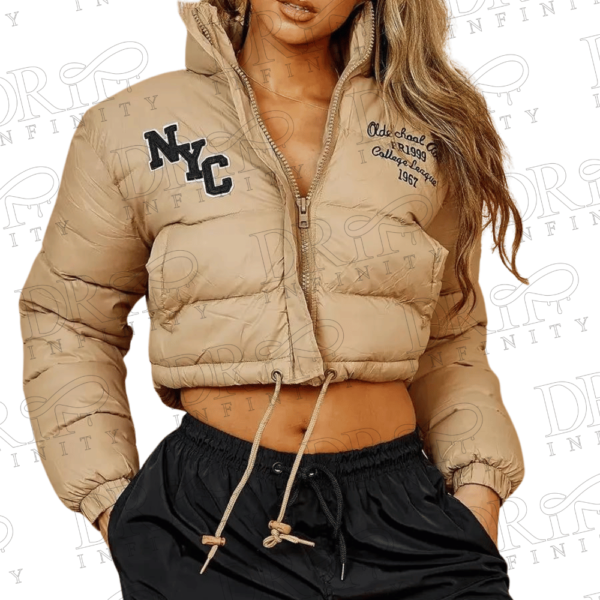 DRIP INFINITY: Women's Cropped NYC Logo Puffer Jacket