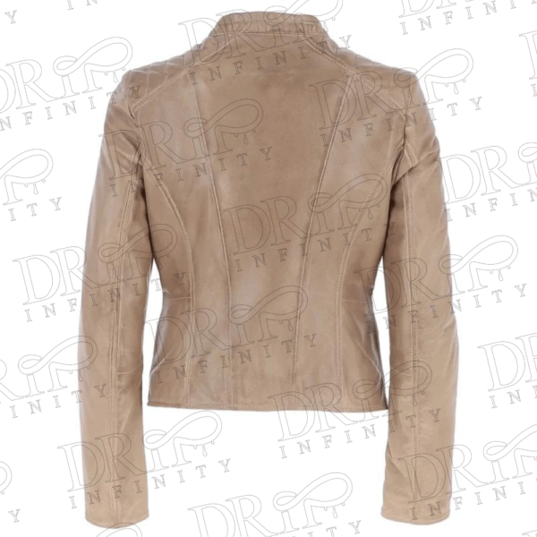 DRIP INFINITY: Women's Ivory Biker Leather Jacket (Back)
