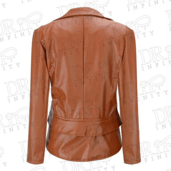 DRIP INFINITY: Women’s Real Leather Short Fashion Biker Jacket (Back)