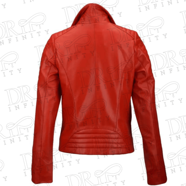 DRIP INFINITY: Women's Red Leather Biker Jacket (Back)