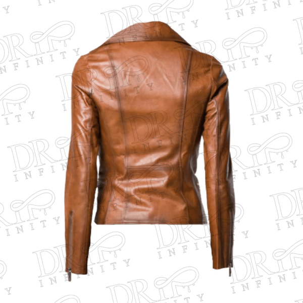 DRIP INFINITY: Women's Brown Waxed Leather Biker Jacket (Back)