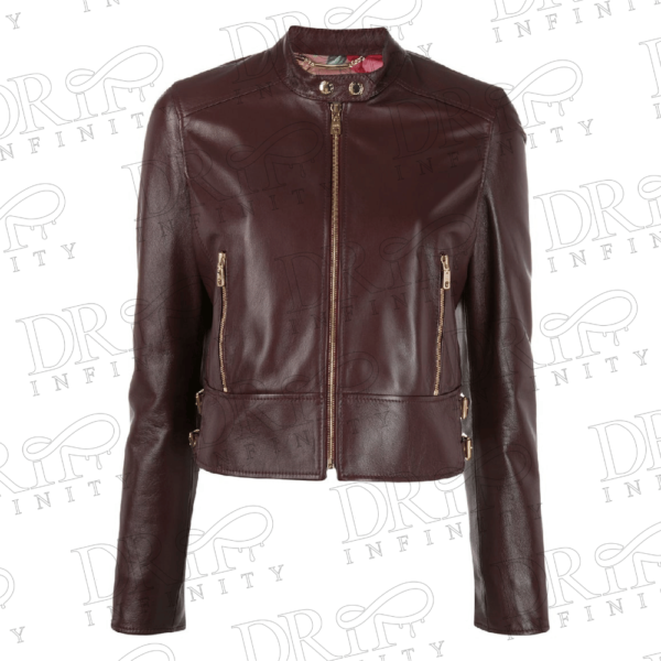 DRIP INFINITY: Women's Sparkling Choco Brown Biker Leather Jacket