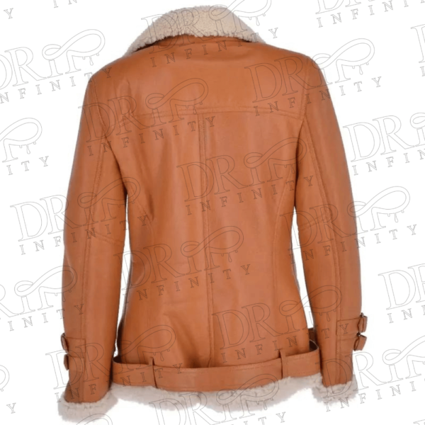 DRIP INFINITY: Women's Pilot Side Zip Leather Jacket (Back)