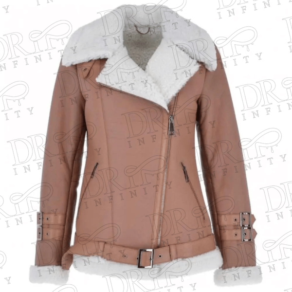 DRIP INFINITY: Women's Light Brown Shearling Pilot Leather Jacket