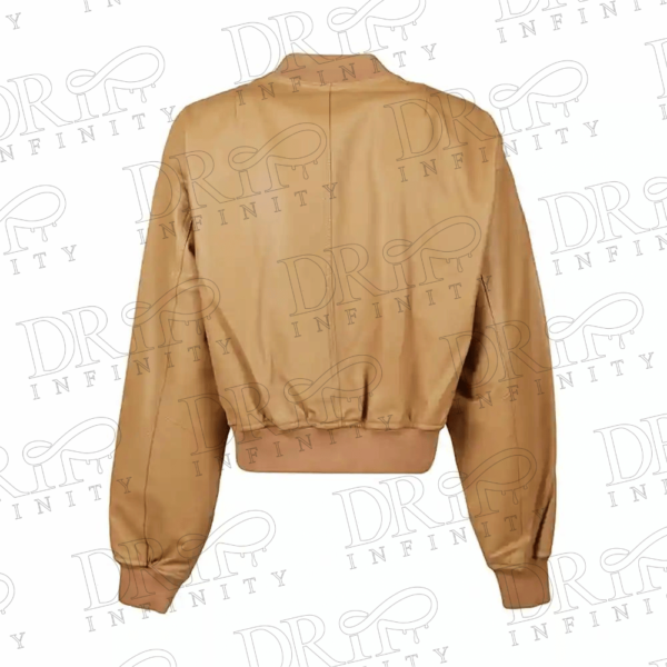 DRIP INFINITY: Women's Tan Bomber Leather Jacket (Back)